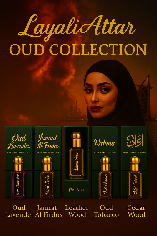 🌿 Layali Attar Oud Collection – Signature Set of 6 -12 ml Bottles